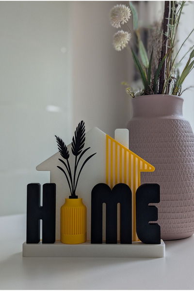 AKT Dekoratif HOME Yazılı Biblo Obje | Modern Masa Üstü Dekor | Salon Raf Süs...