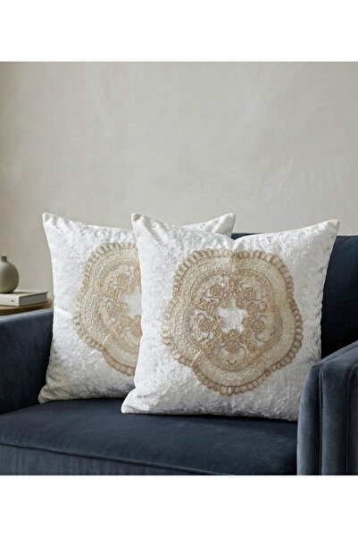 DAHABELLA LUXE HOME Premium French Lace Velvet Cushion Cover Set of 2 45X45 cm