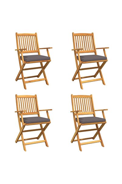 vidaxl Scaun pliant 4 pcs Gri 49 x 57.5 x 92cm Lemn masiv de acacia