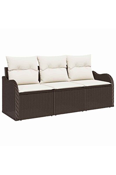 vidaxl Set de canapele pentru grădină 3 pcs Maro Rattan poli