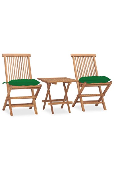 vidaxl Set mobilier exterior pliabil cu perne, 3 piese, lemn masiv tec