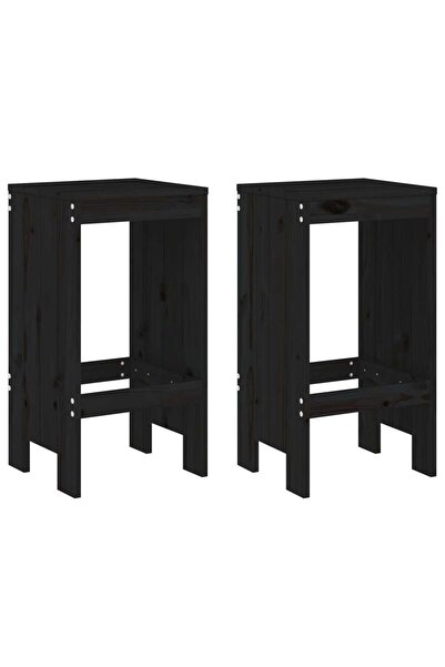 vidaxl Taburete de bar, 2 buc., negru, 40x36x75 cm, lemn masiv de pin