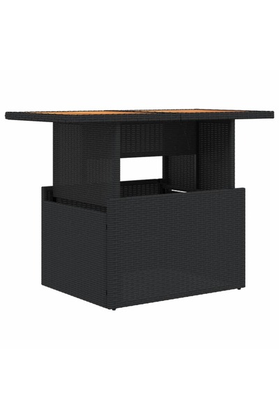 vidaxl Masă de grădină, negru, 100x55x73 cm, poliratan și lemn acacia