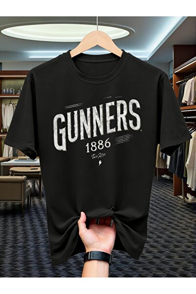 bolivia's تي شيرت رجالي أسود برقبة دائرية مطبوع عليه Gunners 1886 Two Zero من...