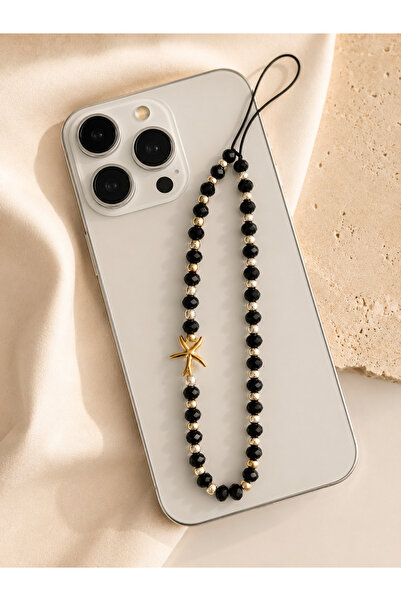 FİŞNEİLETİŞİM KRİSTAL BONCUK GOLD DENİZ YILDIZI TELEFON CHARMI TELEFON İPİ TE...