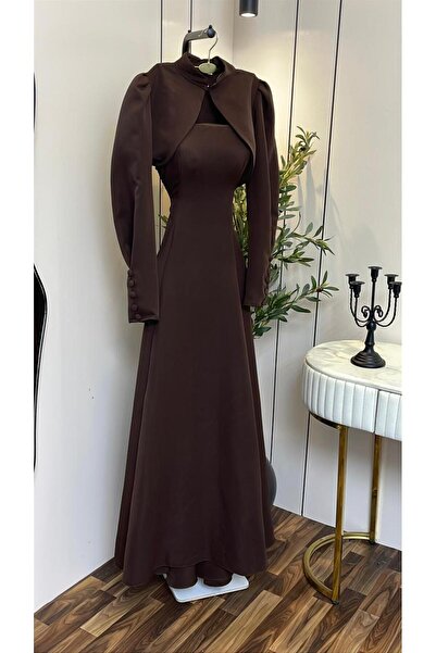 ZAHRAA BRAND Barbie Evening Dress Brown on a Jacket