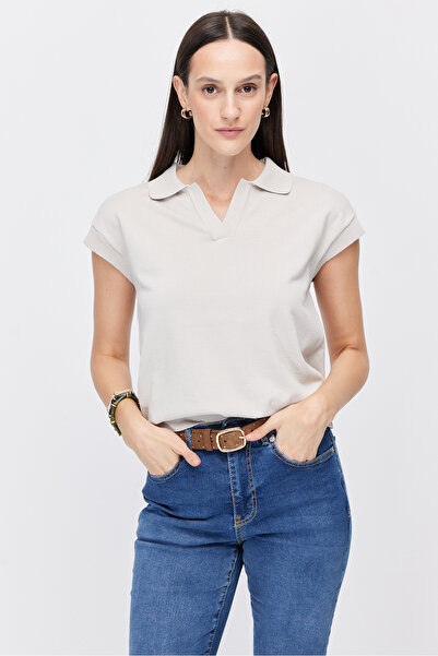 PAULMARK Women's Polo Collar Short Sleeve Knitwear