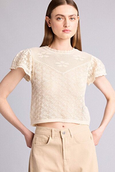 DeFacto Regular Fit Crew Neck Lace-Up Sweater H7299Ax26Sp