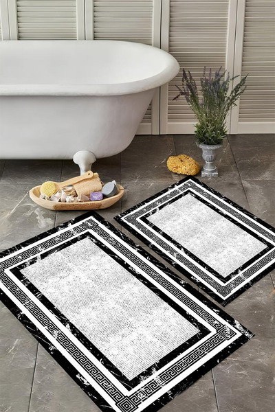 VİVİCAHOME Washable Non-Slip Based 2-Piece Bath Mat Set Stylish Design Bath Mat