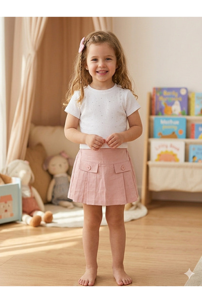 Woorage Gabardine Short Skirt 6-14 Years Powder