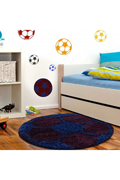 Ayyildyz Shaggy Fun children's Rug , navy blue, with ball, circle, 120 cm x 1...