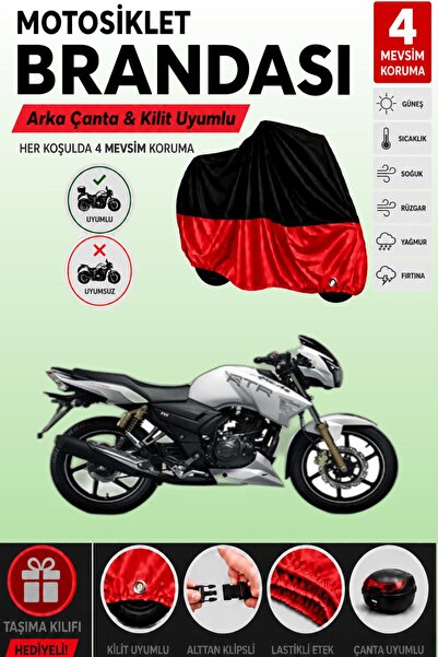 Cemku Double Black Top - Red Bottom, Rear Bag Compatible Tvs Apache Rtr 180 M...