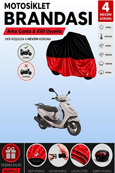 Cemku Double Black Top - Red Bottom, Rear Bag Compatible Yamaha Cygnus L Moto...