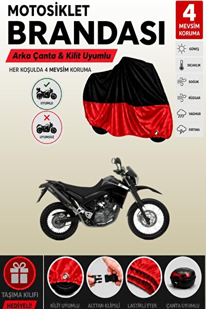Cemku Double Black Top - Red Bottom, Rear Bag Compatible Yamaha Xt 660 R Moto...