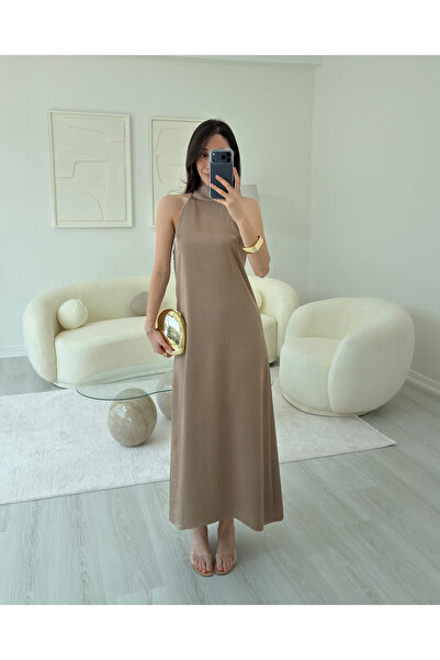 LUUNA STORE ROCHIE DIN SATIN CU LEGĂTURI DIN MINK
