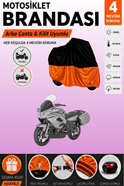 Cemku Double Black Top - Orange Bottom, Rear Bag Compatible Cfmoto 650Tk Moto...