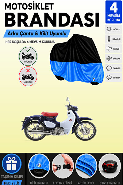 Cemku Double Black Top - Blue Bottom, Rear Bag Compatible Honda C90 Super Cub...