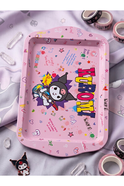 GiFi Kuromi & Hello Kitty Lisanslı Mini Metal Tepsi Süt Tepsisi
