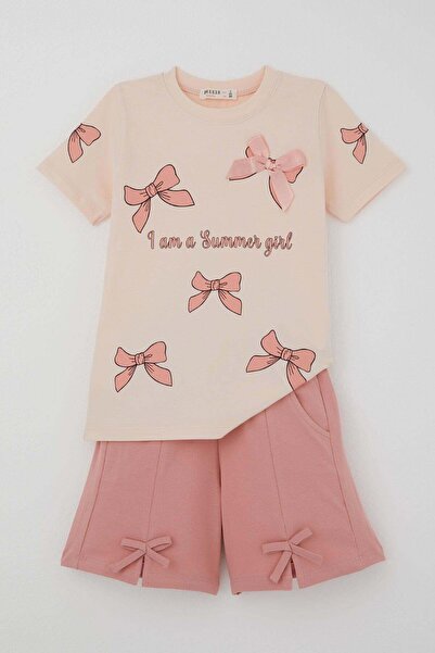 Breeze Girl's Shorts Set with Bow Patterned Shorts and Bow Accessories, Ages ...