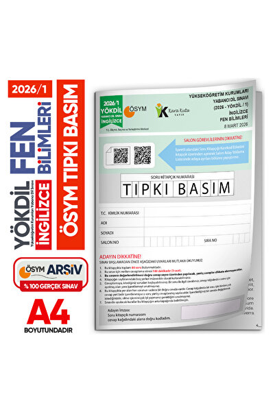 Karakutu Yayınları 2026/1 YÖKDİL İngilizce FEN BİLİMLERİ ÖSYM Çıkmış Soru Tıp...