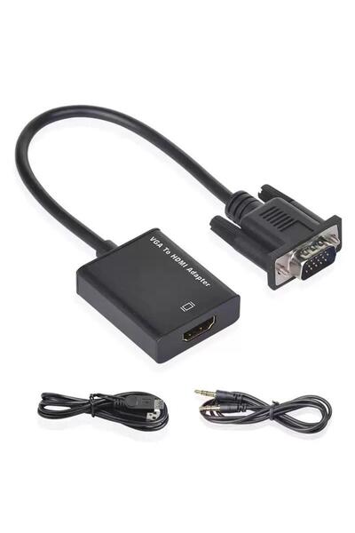 Genel Markalar Vcom Cg597 Vga Erkek To Hdmi Dişi+Aux Siyah Dönüştürücü