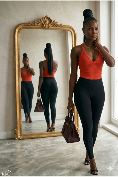 KİM Kİ O KADIN SEKSİ V YAKA ÖRGÜ TANK TOP DÜZ RENK DAR KESİM NAR ÇİÇEĞİ 4 al %20 iskonto
