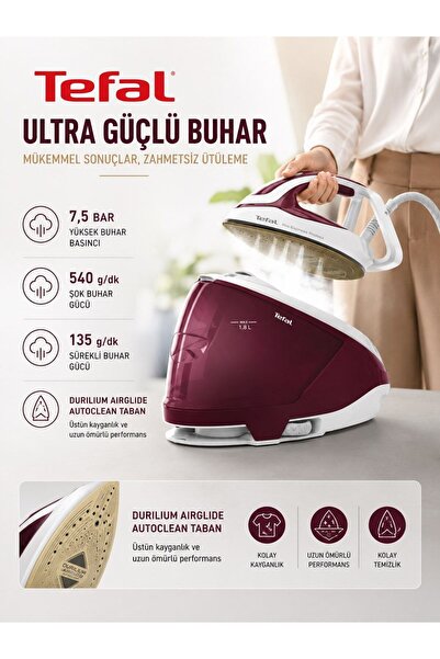 TEFAL 7.5 Bar Basınç Gücüne Sahip Buhar Kazanlı Ütü 540 Gr Şok Buhar 2600 W P...