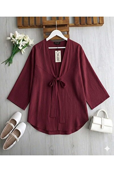 MODA MT Women's Front Bow Tie Strawberry Fabric Kimono