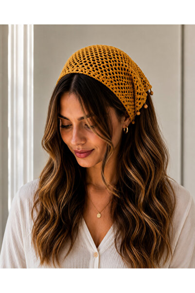 MAVEA Knitted Beaded Hair Bandana