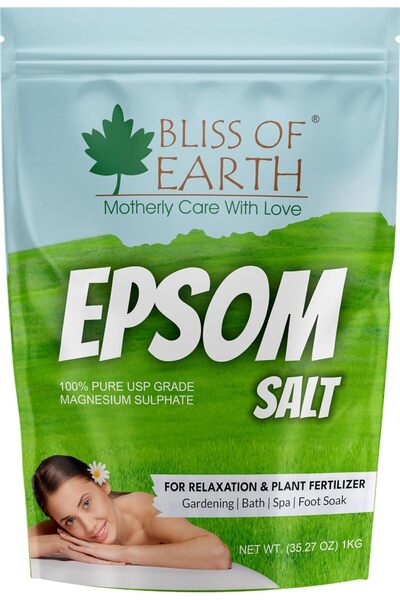 Bliss of Earth ملح إبسوم للاستحمام، 1 كجم |   محلول نقع الأقدام بالنباتات، كب...