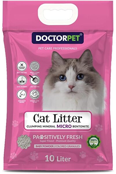 Doctor Pet Baby Powder Scented Clumping Cat Litter 10L – 100% Clumping Micro ...