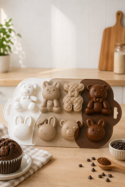 Karçiçeği Home 6-Piece Silicone Muffin Mold with Cute Figures – Non-Stick Cak...