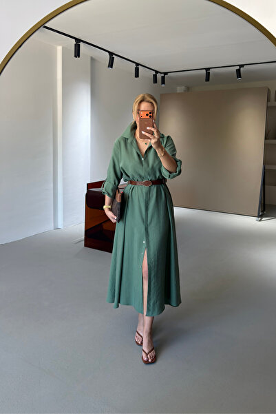 Sezgi Tekin Premium Series Belted Emerald Modal Dress