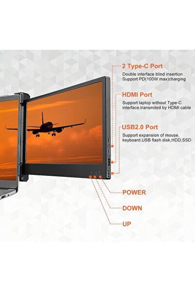 KEFEYA Monitor portabil pentru laptop P1 Dual, 12 inch, Full HD, IPS, USB-C, ...