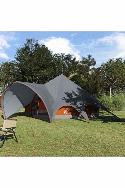 vidaxl Cort Teepee pentru 7 persoane cu acoperis Gri si Portocalie