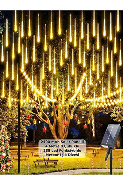 ORVİCA Solar Meteor Şekilli Bahçe Işık Dizisi 288 LED 8 Çubuklu 4 Metre IP66 ...