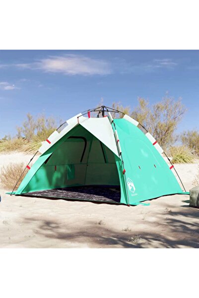 vidaxl Cort camping 3 persoane verde marin impermeabil setare rapida