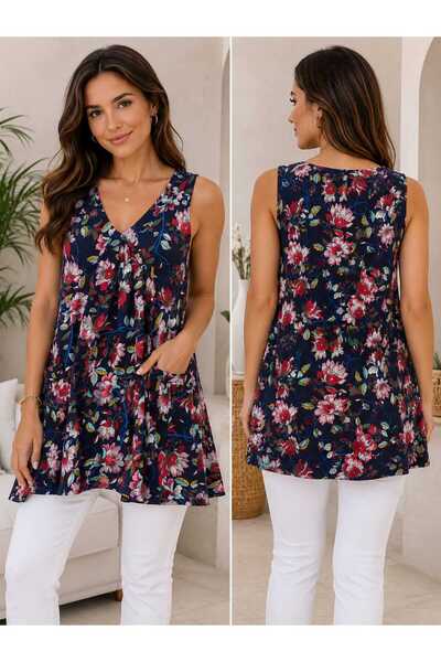 WOMEN Maieu dama lung cu imprimeu floral