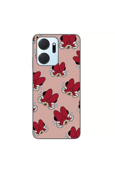 OEM Калъф, съвместим с Honor X7a, силиконов гел TPU, с десен Мини, червен
