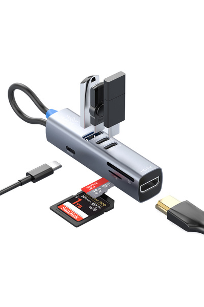 Brave محول USB-C 7 في 1 مع منفذ HDMI بدقة 4K، وشحن PD بقوة 100 واط، ومنفذ USB...