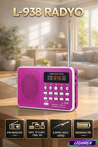 L'eDoren L-938 Dijital Ekranlı Şarjlı Taşınabilir Radyo Usb Tf Sd 3,5mm Jack ...