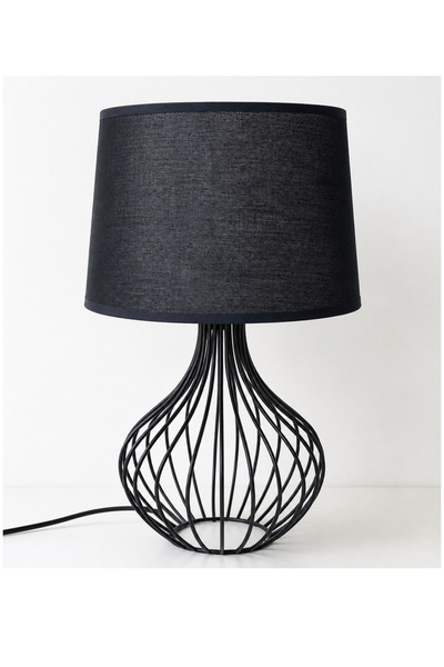 LUSTRE Veioză ANT8001 modernă, 45 cm, abajur textil negru, soclu E27, stil minimalist