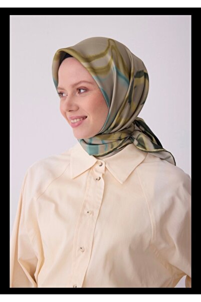 Belli Soyut Desen %100 Twill İpek Eşarp