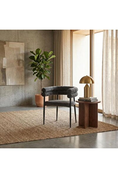 BAYTI Single Boucle Fabric Chair - Dark Gray