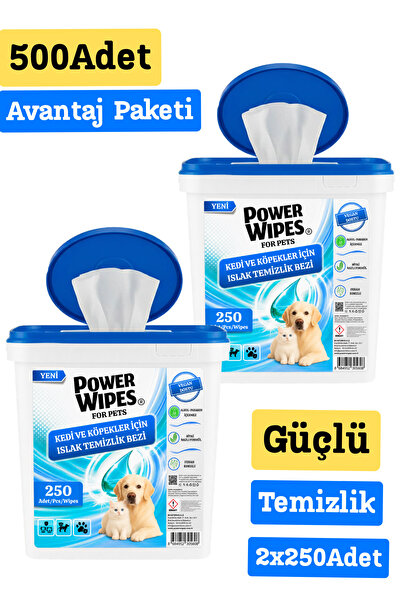 Power Wipes Kedi ve Köpekler İçin Islak Kova Mendil 500 Adet
