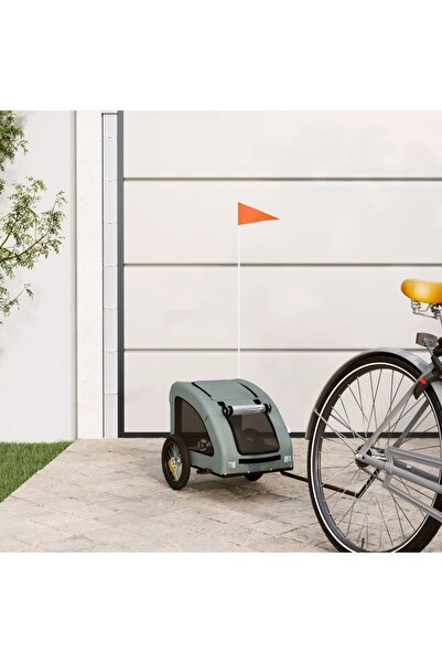 vidaxl Remorcă de bicicletă animale companie, gri, textil oxford/fier