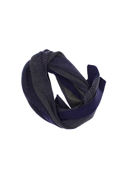 ButicCochet Eșarfă bărbătească, pashmina, 33 x 170 cm, Albastru marin cu gri ...