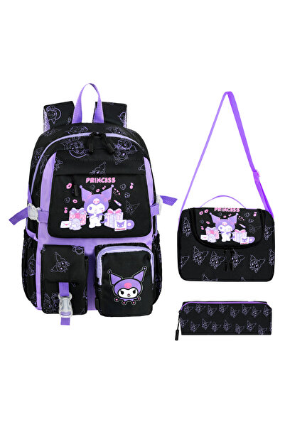 Royal Glow Kore Kawai 3'lü set Siyah Kapaklı Tatlı Şirin Temalı Kız İlkokul Ç...