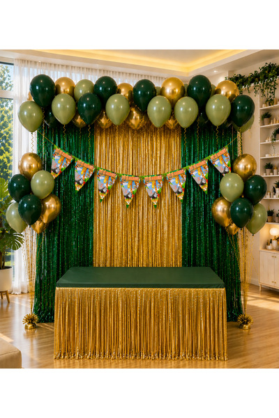 HAPPYLOOPPARTY Safari Animals Birthday Party Celebration & Curtain Table Ball...