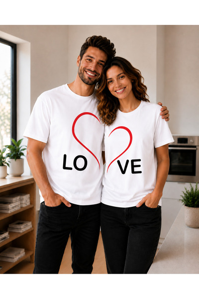 VODEXA Tricou oversize unisex cu imprimeu LOV, 100% bumbac, croială confortab...